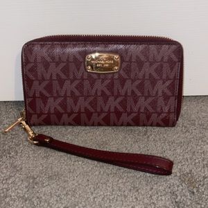 Michael Kors Burgundy Wristlet